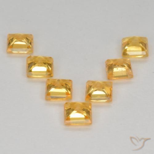 Gemas de Zafiro Naranja dorado intenso natural de 1.44 ct, Cuadrado, VS