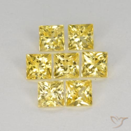 Gemas de Zafiro Amarillo toscana natural de 1.32 ct, Cuadrado, VS