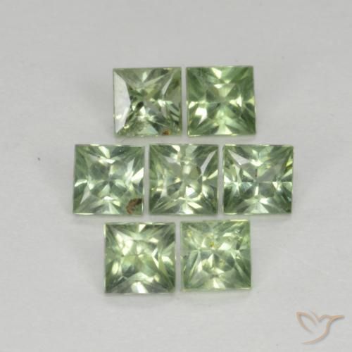 Gemas de Zafiro Verde claro natural de 1.40 ct, Cuadrado, VS
