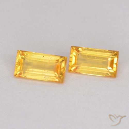 Gemas de Zafiro Dorado claro natural de 0.50 ct, Corte Baguette, VS