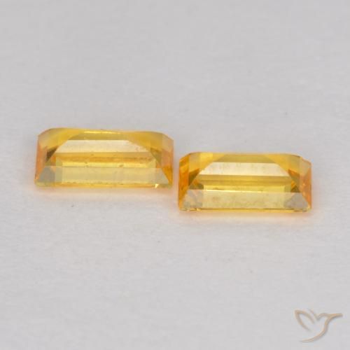 Gemas de Zafiro Dorado claro natural de 0.50 ct, Corte Baguette, VS