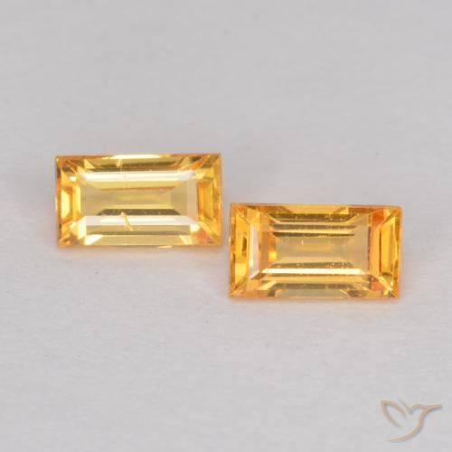 0.51ctw Natural Naranja medio Zafiro, Corte Baguette, VS