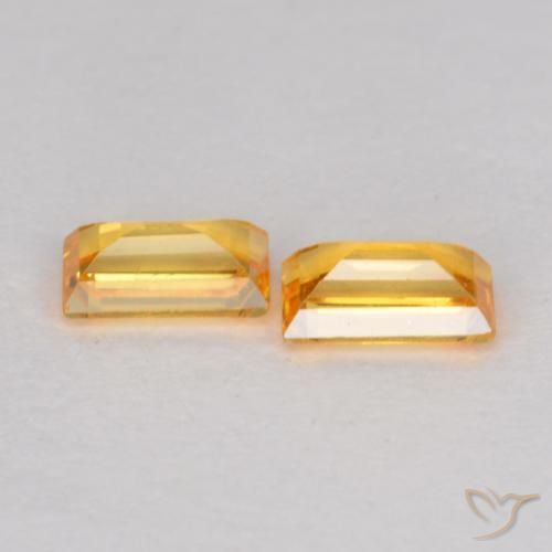 Gemas de Zafiro Naranja medio natural de 0.51 ct, Corte Baguette, VS