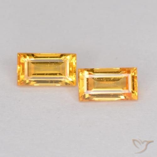 0.49ctw Natural Dorado naranja Zafiro, Corte Baguette, VS