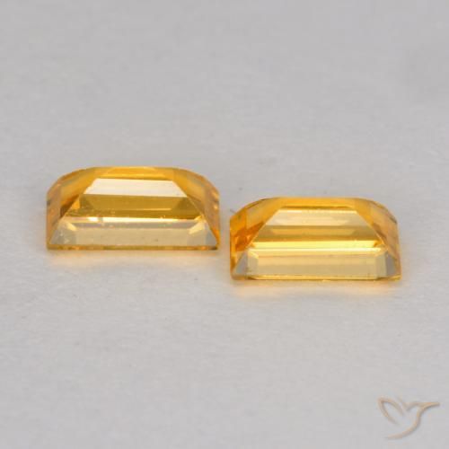 Gemas de Zafiro Dorado oscuro medio natural de 0.54 ct, Corte Baguette, VS