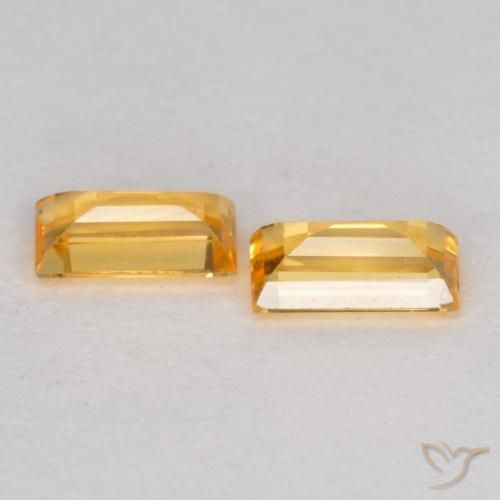 Gemas de Zafiro Dorado medio natural de 0.44 ct, Corte Baguette, VS