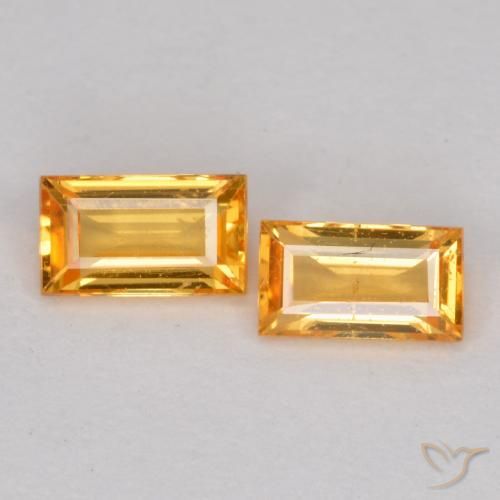 0.48ctw Natural Naranja dorado intenso Zafiro, Corte Baguette, VS
