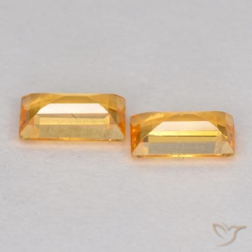 Gemas de Zafiro Naranja dorado intenso natural de 0.48 ct, Corte Baguette, VS