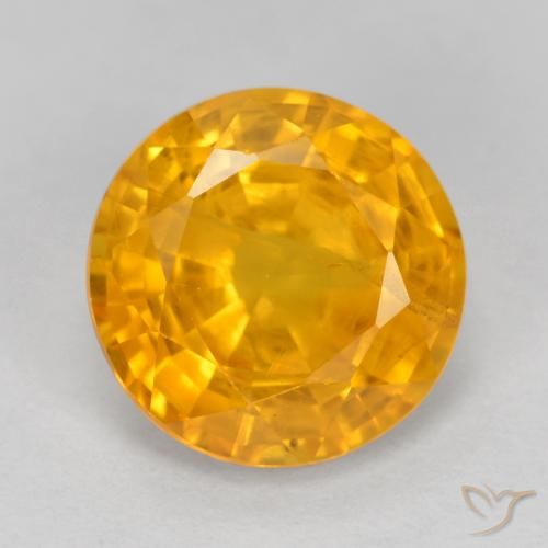 3.15ct Natural Dorado naranja Zafiro, Redondo, VS-SI