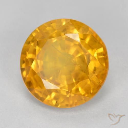 Zafiro Dorado naranja natural de 3.15 ct, Redondo, VS-SI