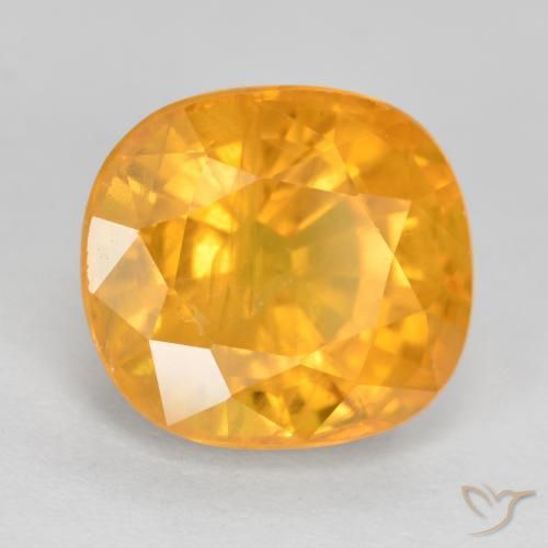 Zafiro Naranja claro medio natural de 5.00 ct, Forma Cojín, VS-SI