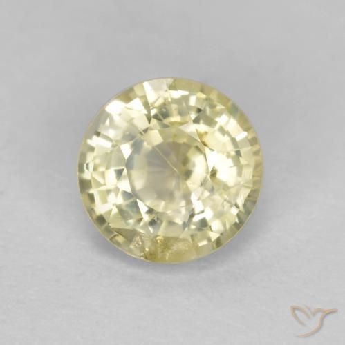 Zafiro Amarillo pálido natural de 0.47 ct, Redondo, VS