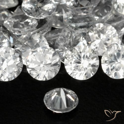 Zafiro Blanco claro natural de 0.19 ct, Redondo, VS