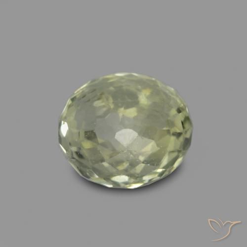 Zafiro Verde amarillento natural de 0.59 ct, Redondo, VS-SI