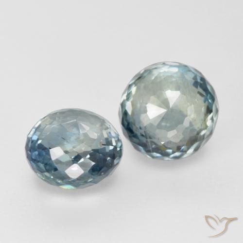 Gemas de Zafiro Azul verdoso natural de 0.99 ct, Redondo, VS