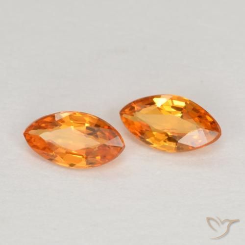 Gemas de Zafiro Naranja claro natural de 0.37 ct, Marquesa, VVS-VS