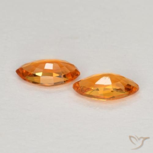 Gemas de Zafiro Naranja claro natural de 0.37 ct, Marquesa, VVS-VS