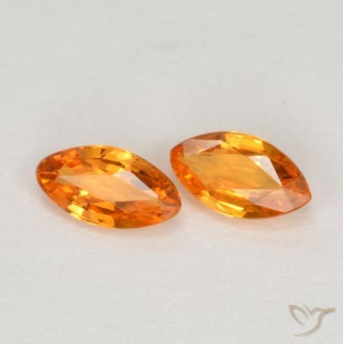 Gemas de Zafiro Naranja claro natural de 0.39 ct, Marquesa, VVS-VS