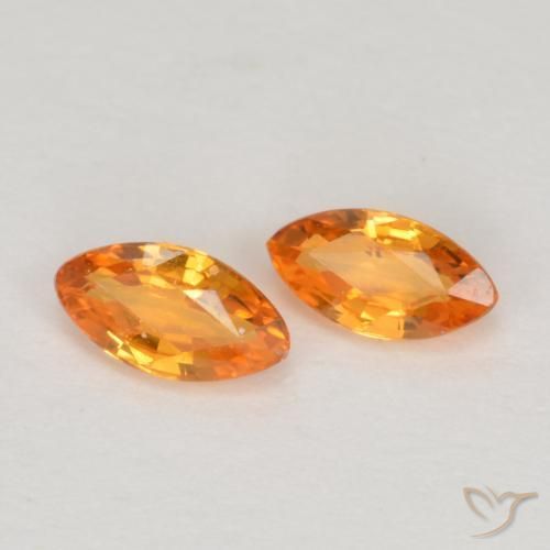 Gemas de Zafiro Naranja claro natural de 0.39 ct, Marquesa, VVS-VS