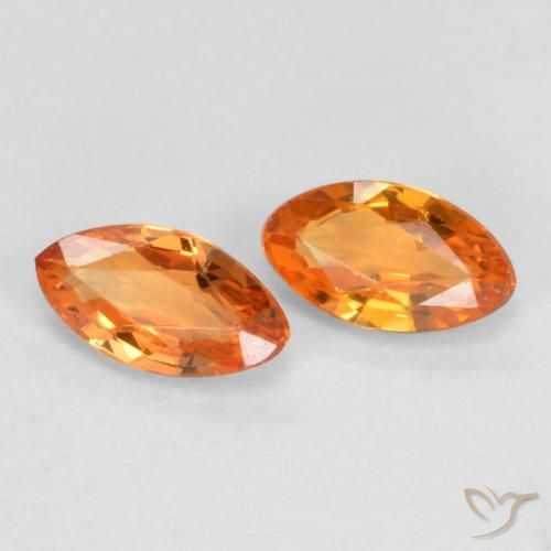 Gemas de Zafiro Naranja claro natural de 0.40 ct, Marquesa, VVS-VS