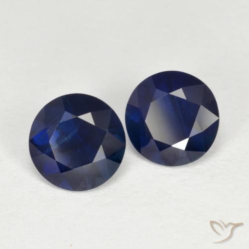 Gemas de Zafiro Azul crepúsculo natural de 1.53 ct, Corte Redondo, VS