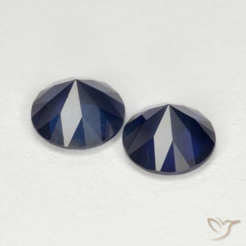Gemas de Zafiro Azul crepúsculo natural de 1.53 ct, Corte Redondo, VS