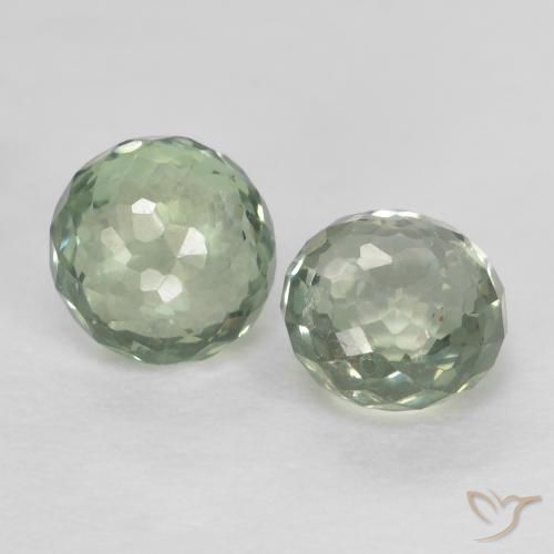 Gemas de Zafiro Verde grisáceo natural de 0.91 ct, Redondo, VS
