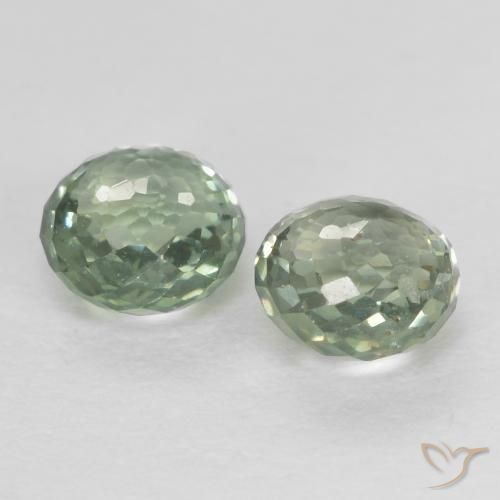 Gemas de Zafiro Verde grisáceo natural de 0.91 ct, Redondo, VS