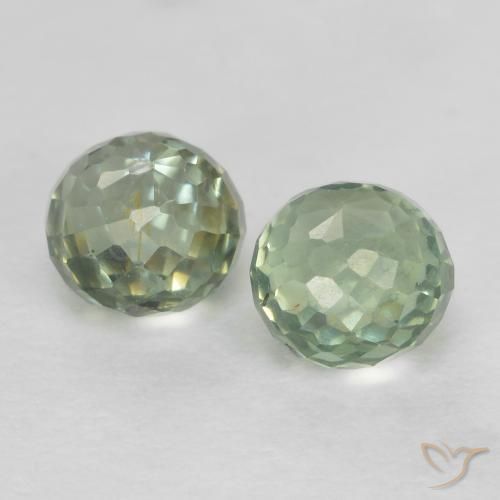 Gemas de Zafiro Verde bosque claro natural de 1.09 ct, Redondo, VS
