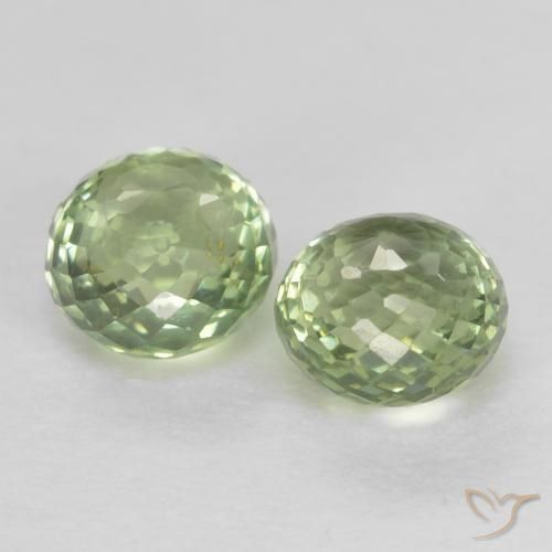 Gemas de Zafiro Verde salvia muy claro natural de 1.02 ct, Redondo, VS