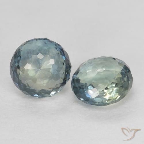 Gemas de Zafiro Azul verdoso natural de 0.74 ct, Redondo, VS