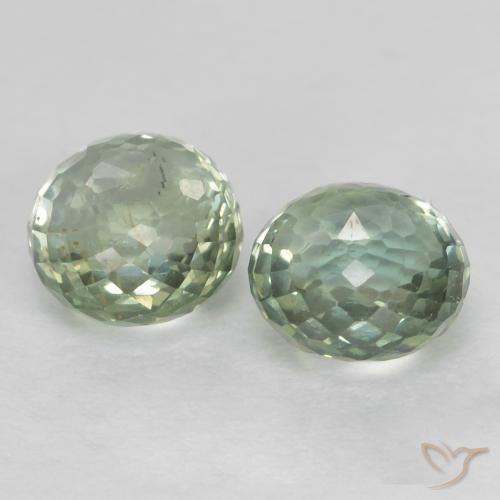 Gemas de Zafiro Verde muy claro natural de 1.06 ct, Redondo, VS