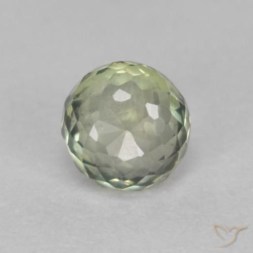 Zafiro Verde bosque claro natural de 0.56 ct, Redondo, VVS-VS