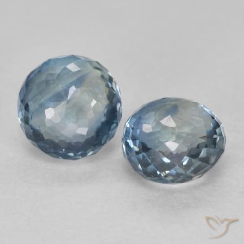 Gemas de Zafiro Azul verdoso natural de 0.86 ct, Redondo, VS