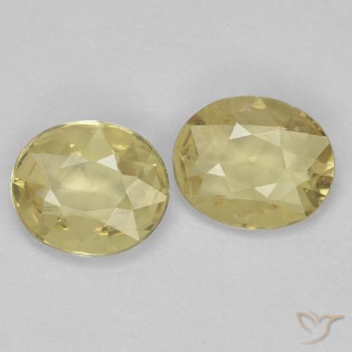 Gemas de Zafiro Amarillo claro natural de 1.02 ct, Ovalada, VVS-VS