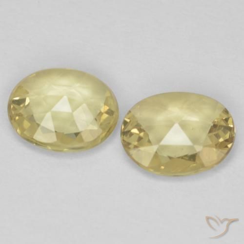 Gemas de Zafiro Amarillo claro natural de 1.02 ct, Ovalada, VVS-VS