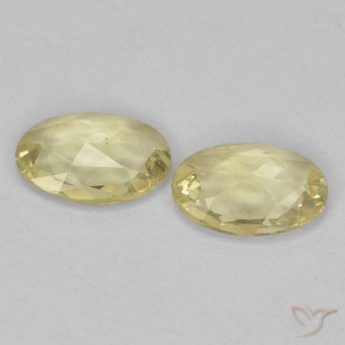 Gemas de Zafiro Amarillo dijón muy claro natural de 0.78 ct, Ovalada, VVS-VS