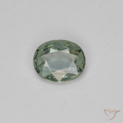 0.59ct Natural Gris verdoso Zafiro, Ovalada, VVS-VS