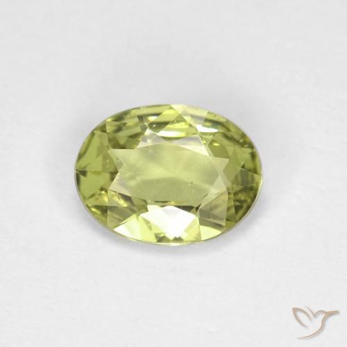 0.79ct Natural Verde amarillento Zafiro, Ovalada, VS