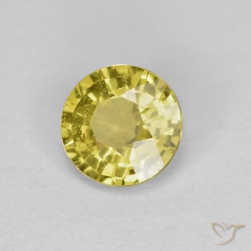 Zafiro Amarillo medio natural de 0.42 ct, Redondo, VS
