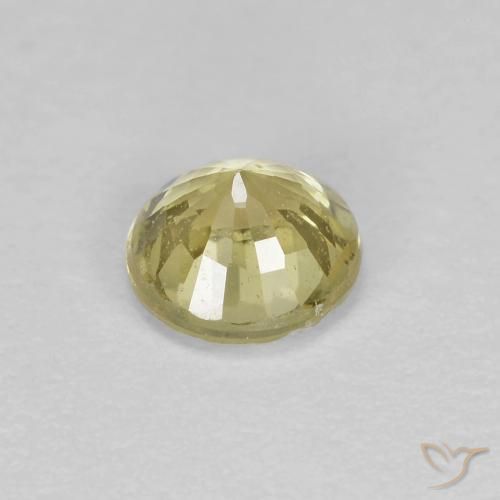 Zafiro Amarillo pálido natural de 0.46 ct, Redondo, VS