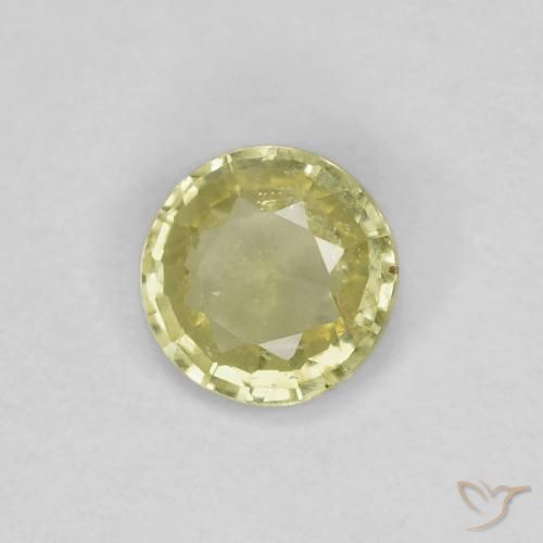 Zafiro Amarillo claro medio natural de 0.37 ct, Redondo, VS
