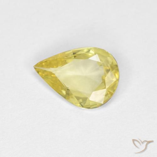 Zafiro Amarillo claro natural de 0.45 ct, En forma de pera, VVS