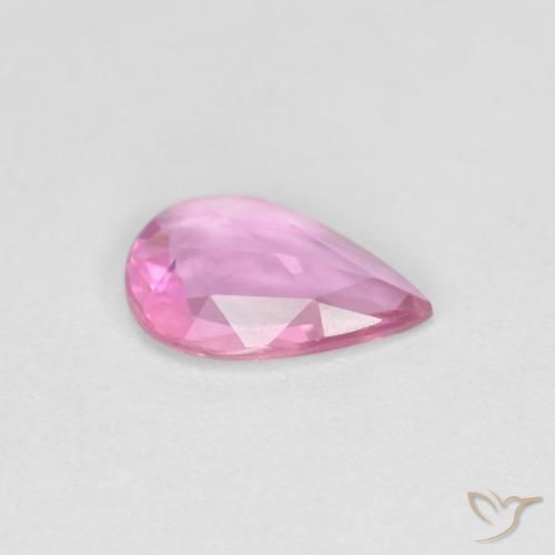 Zafiro Rosado intenso natural de 0.52 ct, En forma de pera, VVS