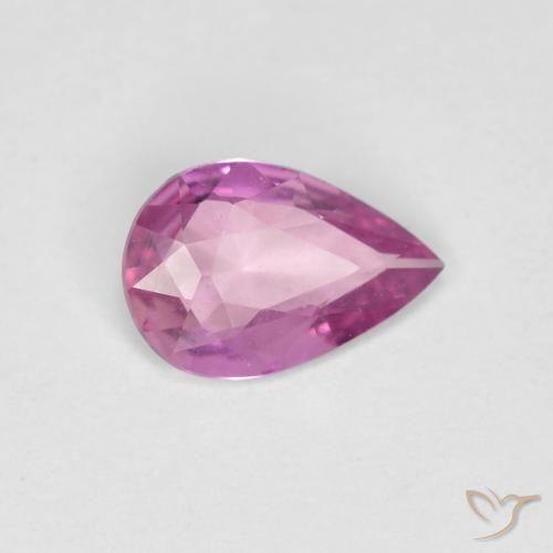 Zafiro Púrpura intenso natural de 0.43 ct, En forma de pera, VVS-VS