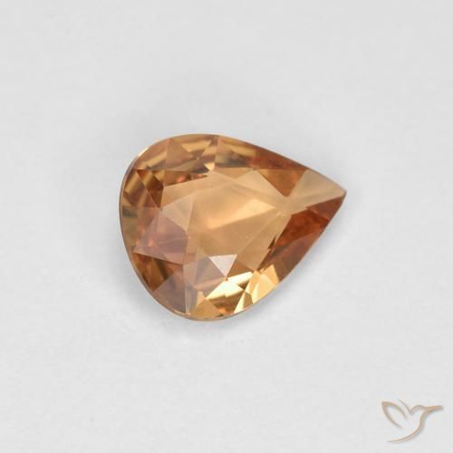 Zafiro Dorado naranja natural de 0.46 ct, En forma de pera, VVS-VS