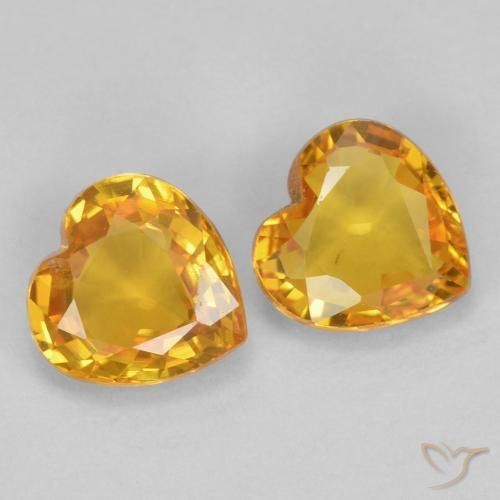 Gemas de Zafiro Dorado oscuro natural de 0.85 ct, Corazón, VVS