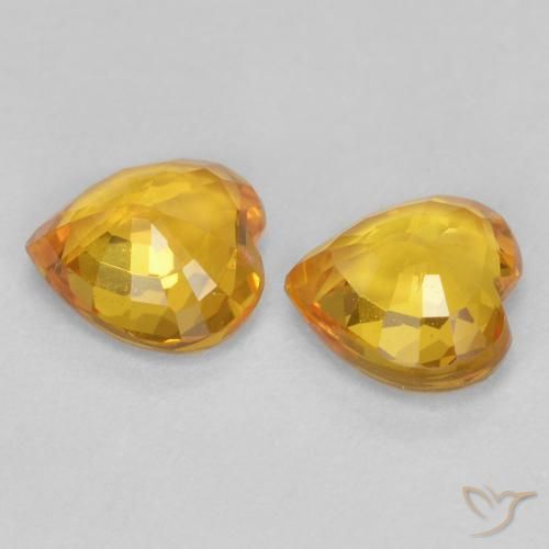 Gemas de Zafiro Dorado oscuro natural de 0.85 ct, Corazón, VVS