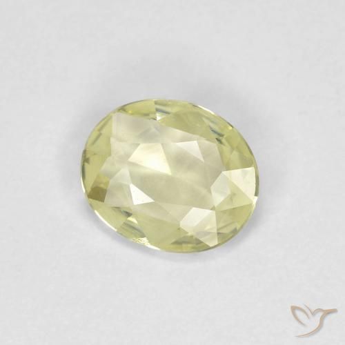 Zafiro Amarillo claro medio natural de 0.56 ct, Ovalada, VVS