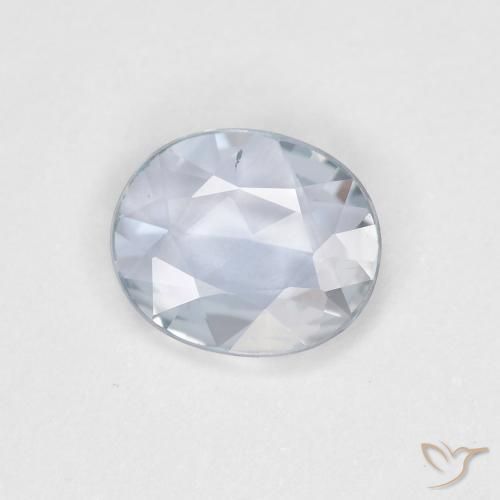 0.56ct Natural Blanco azulado Zafiro, Ovalada, VS
